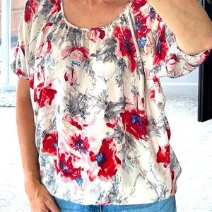 CAbi silk floral blouse size XS